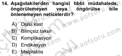 Sağlık Hukuku Dersi 2023 - 2024 Yılı Yaz Okulu Sınav Soruları 14. Soru