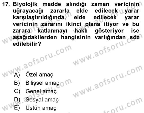 Sağlık Hukuku Dersi 2023 - 2024 Yılı Yaz Okulu Sınav Soruları 17. Soru