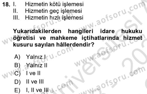 Sağlık Hukuku Dersi 2023 - 2024 Yılı Yaz Okulu Sınav Soruları 18. Soru