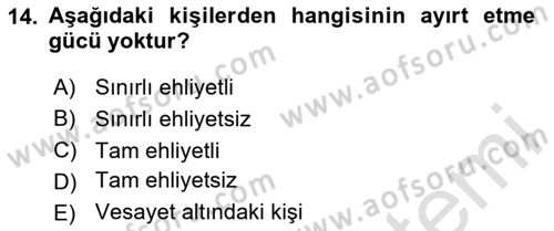 Sağlık Hukuku Dersi 2024 - 2025 Yılı (Vize) Ara Sınav Soruları 14. Soru