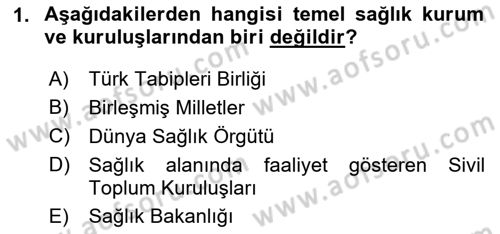 Sağlık Hukuku Dersi 2024 - 2025 Yılı (Final) Dönem Sonu Sınav Soruları 1. Soru