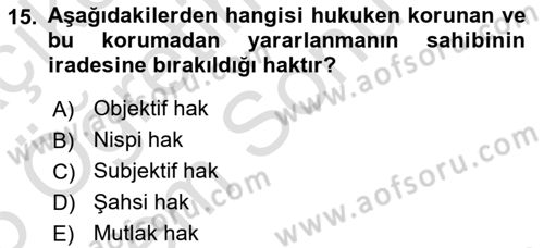 Sağlık Hukuku Dersi 2024 - 2025 Yılı (Final) Dönem Sonu Sınav Soruları 15. Soru