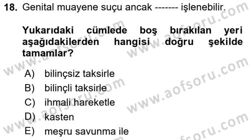 Sağlık Hukuku Dersi 2024 - 2025 Yılı (Final) Dönem Sonu Sınav Soruları 18. Soru