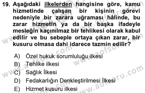 Sağlık Hukuku Dersi 2024 - 2025 Yılı (Final) Dönem Sonu Sınav Soruları 19. Soru