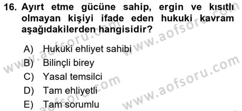 Sağlık Hukuku Dersi 2025 - 2026 Yılı (Vize) Ara Sınav Soruları 16. Soru