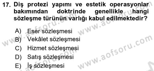Sağlık Hukuku Dersi 2025 - 2026 Yılı (Vize) Ara Sınav Soruları 17. Soru