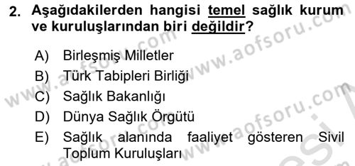 Sağlık Hukuku Dersi 2025 - 2026 Yılı (Vize) Ara Sınav Soruları 2. Soru