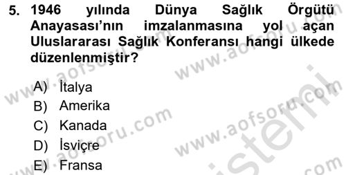 Sağlık Hukuku Dersi 2025 - 2026 Yılı (Vize) Ara Sınav Soruları 5. Soru