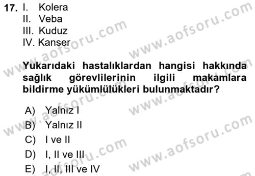 Sağlık Hukuku Dersi 2025 - 2026 Yılı (Final) Dönem Sonu Sınav Soruları 17. Soru