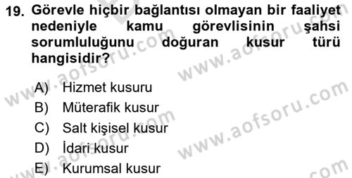 Sağlık Hukuku Dersi 2025 - 2026 Yılı (Final) Dönem Sonu Sınav Soruları 19. Soru