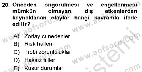 Sağlık Hukuku Dersi 2025 - 2026 Yılı (Final) Dönem Sonu Sınav Soruları 20. Soru