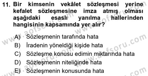 Temel Hukuk Bilgisi Dersi 2021 - 2022 Yılı (Vize) Ara Sınav Soruları 11. Soru