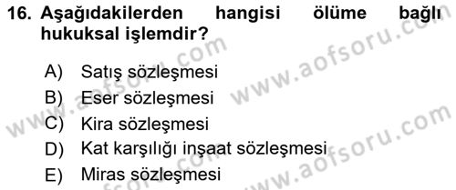 Temel Hukuk Bilgisi Dersi 2021 - 2022 Yılı (Vize) Ara Sınav Soruları 16. Soru