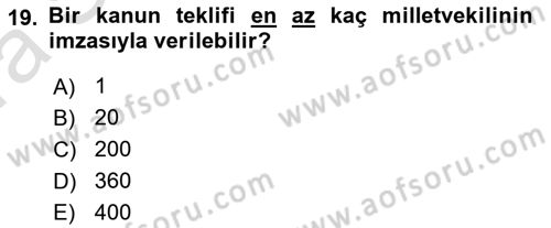 Temel Hukuk Bilgisi Dersi Ara Sınavı Deneme Sınav Soruları 19. Soru