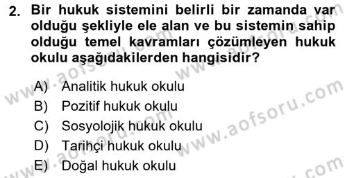 Temel Hukuk Bilgisi Dersi Ara Sınavı Deneme Sınav Soruları 2. Soru