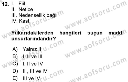 Temel Hukuk Bilgisi Dersi 2021 - 2022 Yılı (Final) Dönem Sonu Sınav Soruları 12. Soru