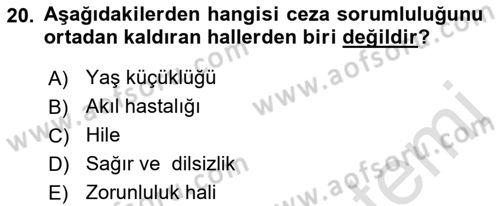 Temel Hukuk Bilgisi Dersi 2021 - 2022 Yılı (Final) Dönem Sonu Sınav Soruları 20. Soru