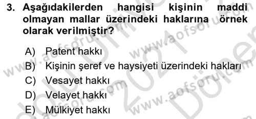 Temel Hukuk Bilgisi Dersi 2021 - 2022 Yılı (Final) Dönem Sonu Sınav Soruları 3. Soru