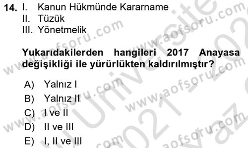 Temel Hukuk Bilgisi Dersi 2021 - 2022 Yılı Yaz Okulu Sınav Soruları 14. Soru