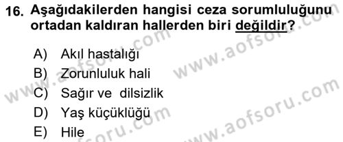 Temel Hukuk Bilgisi Dersi 2021 - 2022 Yılı Yaz Okulu Sınav Soruları 16. Soru