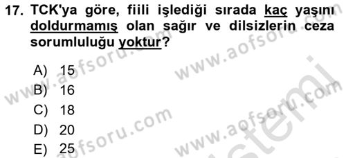 Temel Hukuk Bilgisi Dersi 2021 - 2022 Yılı Yaz Okulu Sınav Soruları 17. Soru