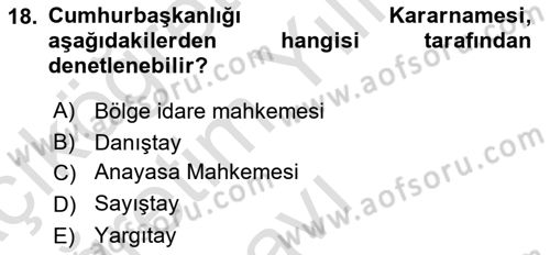 Temel Hukuk Bilgisi Dersi 2021 - 2022 Yılı Yaz Okulu Sınav Soruları 18. Soru