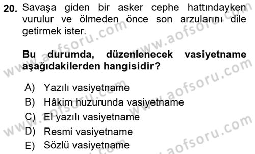 Temel Hukuk Bilgisi Dersi 2021 - 2022 Yılı Yaz Okulu Sınav Soruları 20. Soru