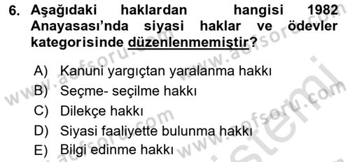 Temel Hukuk Bilgisi Dersi 2021 - 2022 Yılı Yaz Okulu Sınav Soruları 6. Soru