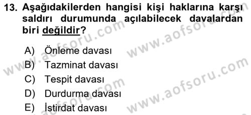 Temel Hukuk Bilgisi Dersi 2022 - 2023 Yılı (Vize) Ara Sınav Soruları 13. Soru