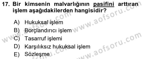 Temel Hukuk Bilgisi Dersi 2022 - 2023 Yılı (Vize) Ara Sınav Soruları 17. Soru
