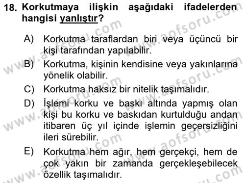 Temel Hukuk Bilgisi Dersi 2022 - 2023 Yılı (Vize) Ara Sınav Soruları 18. Soru