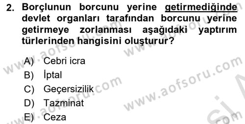 Temel Hukuk Bilgisi Dersi Ara Sınavı Deneme Sınav Soruları 2. Soru