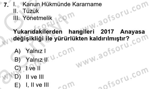 Temel Hukuk Bilgisi Dersi 2022 - 2023 Yılı (Vize) Ara Sınav Soruları 7. Soru
