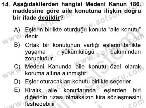 Temel Hukuk Bilgisi Dersi 2022 - 2023 Yılı (Final) Dönem Sonu Sınav Soruları 14. Soru