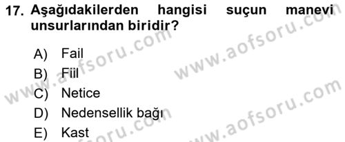 Temel Hukuk Bilgisi Dersi 2022 - 2023 Yılı (Final) Dönem Sonu Sınav Soruları 17. Soru