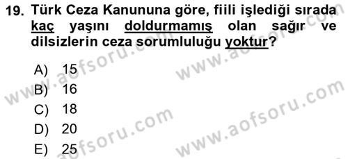 Temel Hukuk Bilgisi Dersi 2022 - 2023 Yılı (Final) Dönem Sonu Sınav Soruları 19. Soru