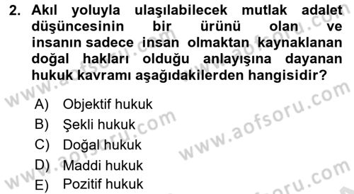 Temel Hukuk Bilgisi Dersi 2022 - 2023 Yılı (Final) Dönem Sonu Sınav Soruları 2. Soru