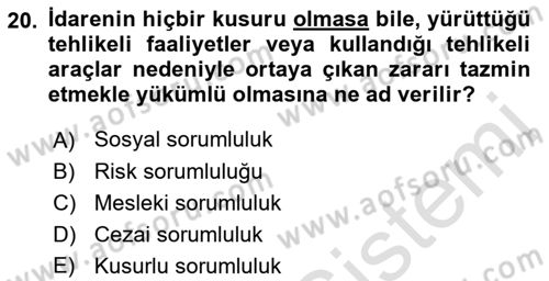Temel Hukuk Bilgisi Dersi 2022 - 2023 Yılı (Final) Dönem Sonu Sınav Soruları 20. Soru