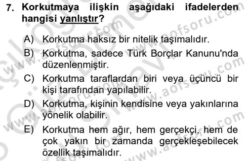 Temel Hukuk Bilgisi Dersi 2022 - 2023 Yılı (Final) Dönem Sonu Sınav Soruları 7. Soru