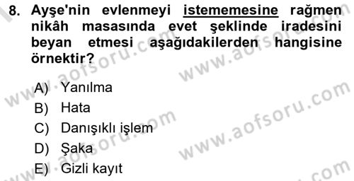 Temel Hukuk Bilgisi Dersi 2022 - 2023 Yılı (Final) Dönem Sonu Sınav Soruları 8. Soru