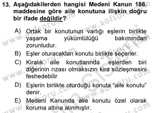 Temel Hukuk Bilgisi Dersi 2022 - 2023 Yılı Yaz Okulu Sınav Soruları 13. Soru