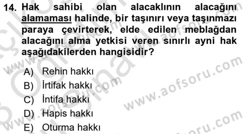 Temel Hukuk Bilgisi Dersi 2022 - 2023 Yılı Yaz Okulu Sınav Soruları 14. Soru