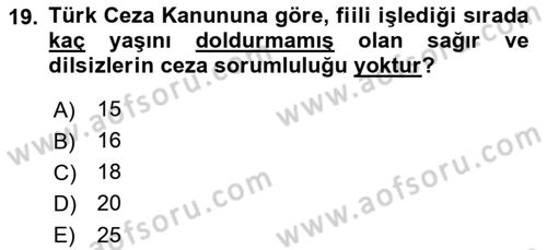 Temel Hukuk Bilgisi Dersi 2022 - 2023 Yılı Yaz Okulu Sınav Soruları 19. Soru