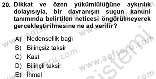 Temel Hukuk Bilgisi Dersi 2022 - 2023 Yılı Yaz Okulu Sınav Soruları 20. Soru