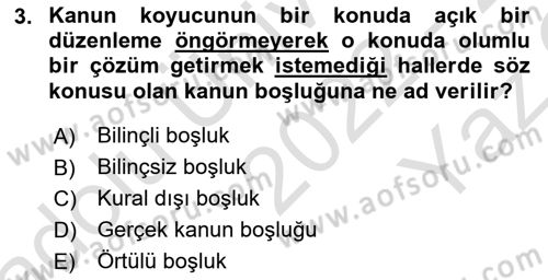 Temel Hukuk Bilgisi Dersi 2022 - 2023 Yılı Yaz Okulu Sınav Soruları 3. Soru