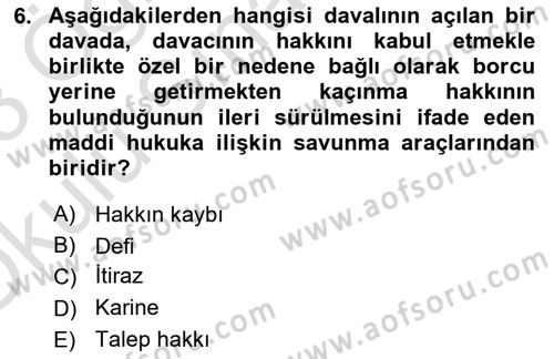 Temel Hukuk Bilgisi Dersi 2022 - 2023 Yılı Yaz Okulu Sınav Soruları 6. Soru