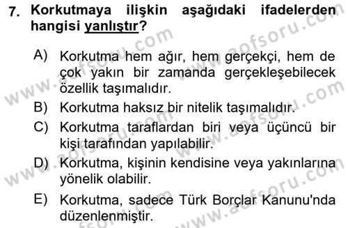 Temel Hukuk Bilgisi Dersi 2022 - 2023 Yılı Yaz Okulu Sınav Soruları 7. Soru