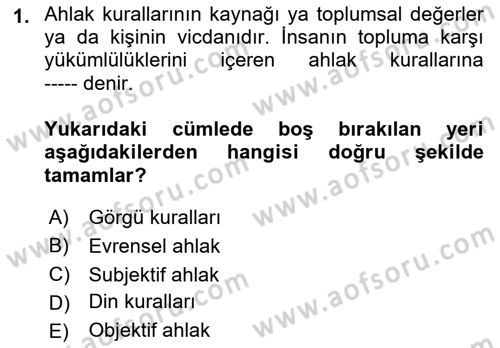 Temel Hukuk Bilgisi Dersi 2023 - 2024 Yılı (Vize) Ara Sınav Soruları 1. Soru