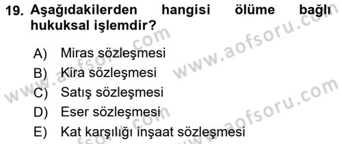 Temel Hukuk Bilgisi Dersi 2023 - 2024 Yılı (Vize) Ara Sınav Soruları 19. Soru