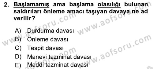 Temel Hukuk Bilgisi Dersi 2023 - 2024 Yılı (Vize) Ara Sınav Soruları 2. Soru